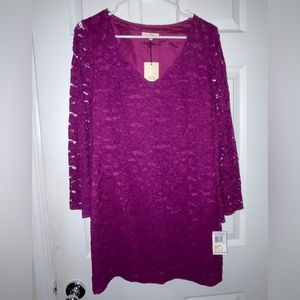 Trina Turk Purple Plum Blossom Lace Mini Dress